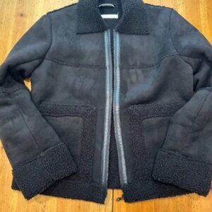 Blanc Noir Women's Black Faux Shearling Jacket Size Small - Vegan Leathe